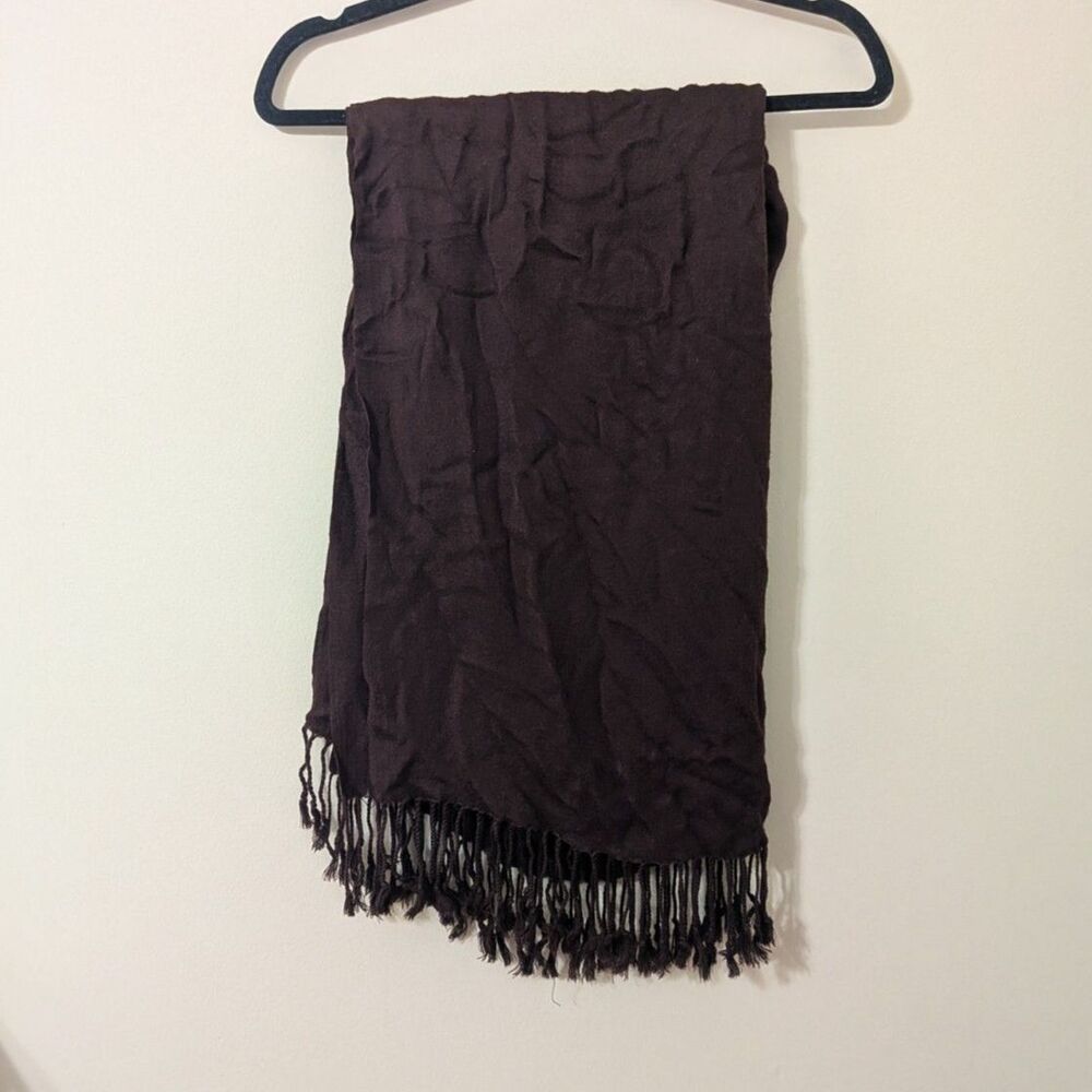 Whimsygoth Espresso Brown Fringed Tassel Pashmina/Scarf/Wrap